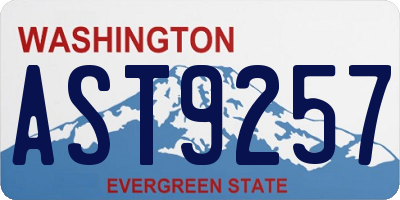 WA license plate AST9257