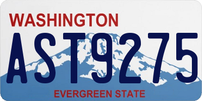 WA license plate AST9275