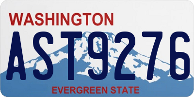WA license plate AST9276