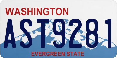 WA license plate AST9281