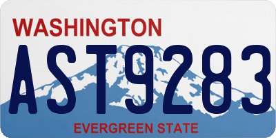 WA license plate AST9283