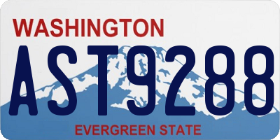 WA license plate AST9288