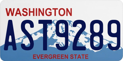 WA license plate AST9289