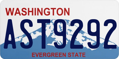 WA license plate AST9292