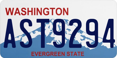 WA license plate AST9294