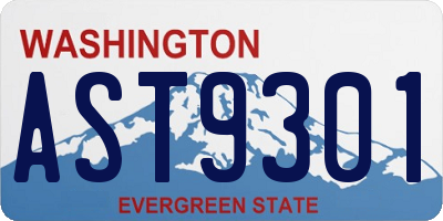 WA license plate AST9301