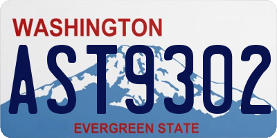 WA license plate AST9302