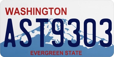 WA license plate AST9303