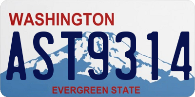WA license plate AST9314