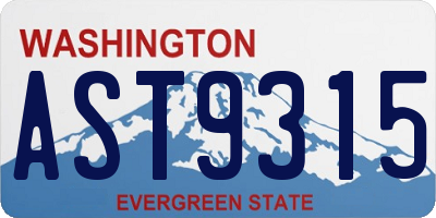 WA license plate AST9315