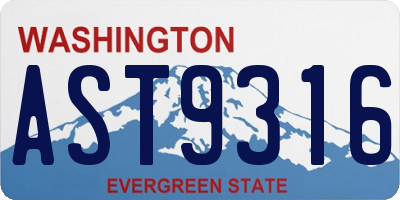 WA license plate AST9316