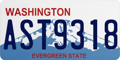WA license plate AST9318