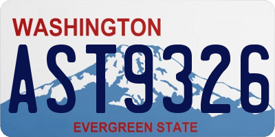WA license plate AST9326