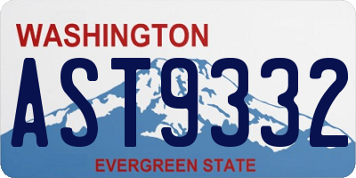 WA license plate AST9332