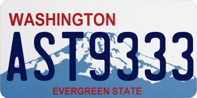 WA license plate AST9333