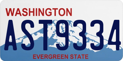 WA license plate AST9334
