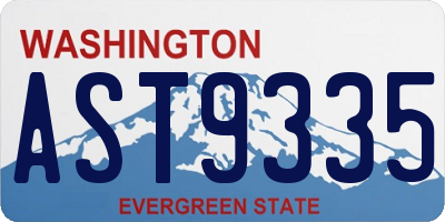 WA license plate AST9335