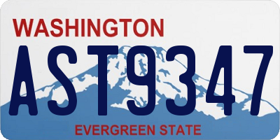 WA license plate AST9347