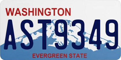 WA license plate AST9349