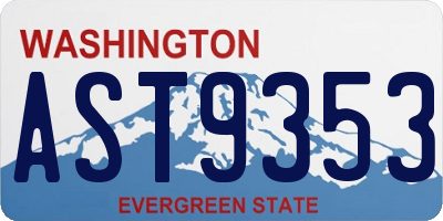 WA license plate AST9353