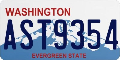 WA license plate AST9354