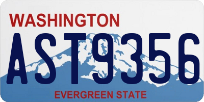 WA license plate AST9356