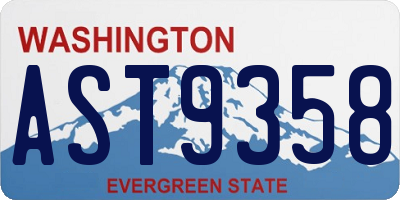 WA license plate AST9358