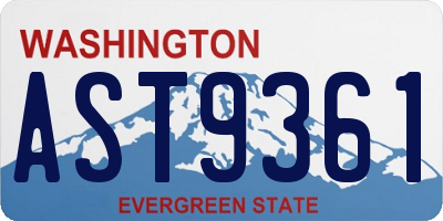 WA license plate AST9361