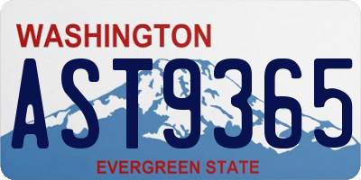 WA license plate AST9365