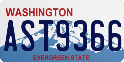 WA license plate AST9366