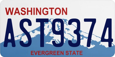 WA license plate AST9374