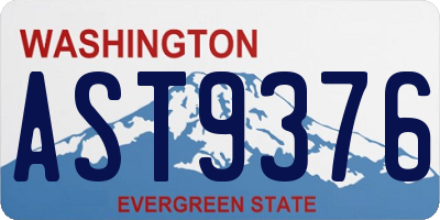 WA license plate AST9376