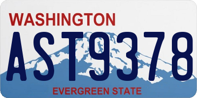 WA license plate AST9378