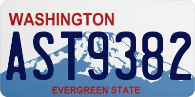 WA license plate AST9382