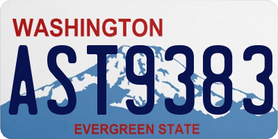WA license plate AST9383