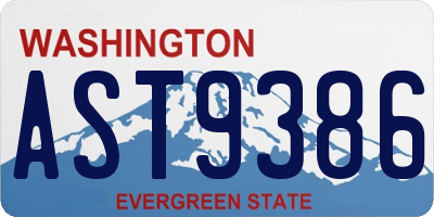 WA license plate AST9386