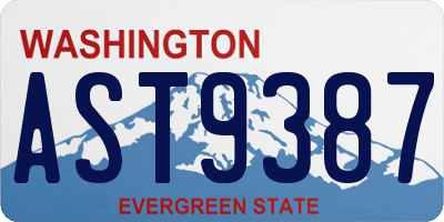 WA license plate AST9387