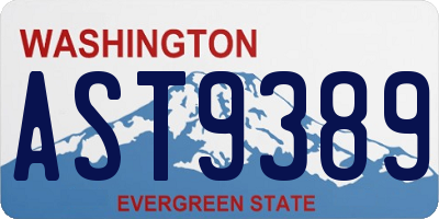 WA license plate AST9389