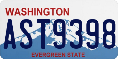WA license plate AST9398