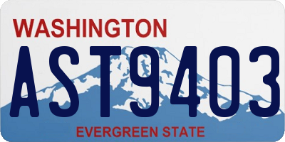 WA license plate AST9403