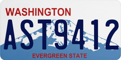 WA license plate AST9412