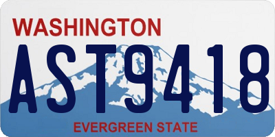 WA license plate AST9418