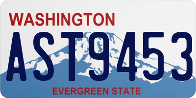 WA license plate AST9453