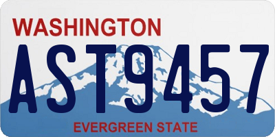 WA license plate AST9457