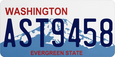 WA license plate AST9458