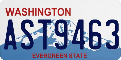 WA license plate AST9463
