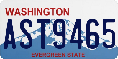WA license plate AST9465