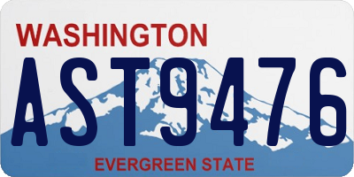 WA license plate AST9476