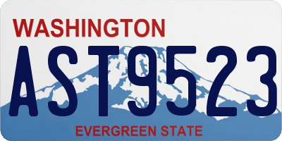 WA license plate AST9523