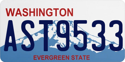 WA license plate AST9533